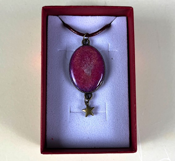 Purple, Pink, White Pendant with Star Charm (METAL BEZEL)