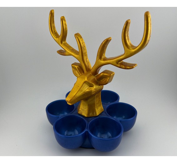 Blue and Gold Reindeer Jewellery Holder