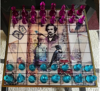 Edgar Allan Poe Chess Set (BOARD AND 32 PIECES)