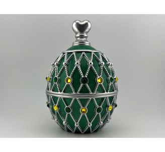 Green and Silver Faberge Egg Trinket Box