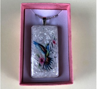 Hummingbird Pendant (Rectangle Metal Bezel)