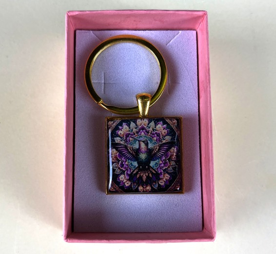 Hummingbird Square Key Ring