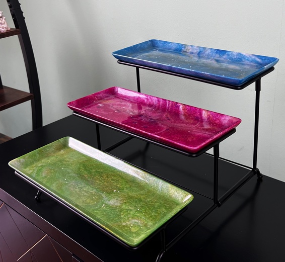Three Tiered Trays On A Metal Frame