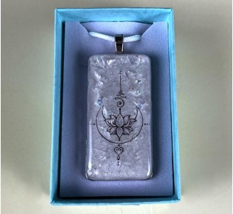 Moon and Lotus Flower Pendant (RECTANGLE BEZEL)