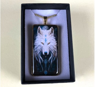 White Wolf Pendant (RECTANGLE BEZEL)